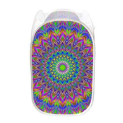 Colorful Psychedelic Optical Illusion Mesh Laundry Hamper