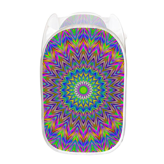 Colorful Psychedelic Optical Illusion Mesh Laundry Hamper