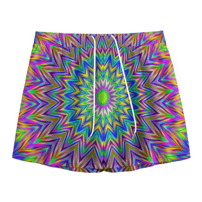 Colorful Psychedelic Optical Illusion Mesh Shorts