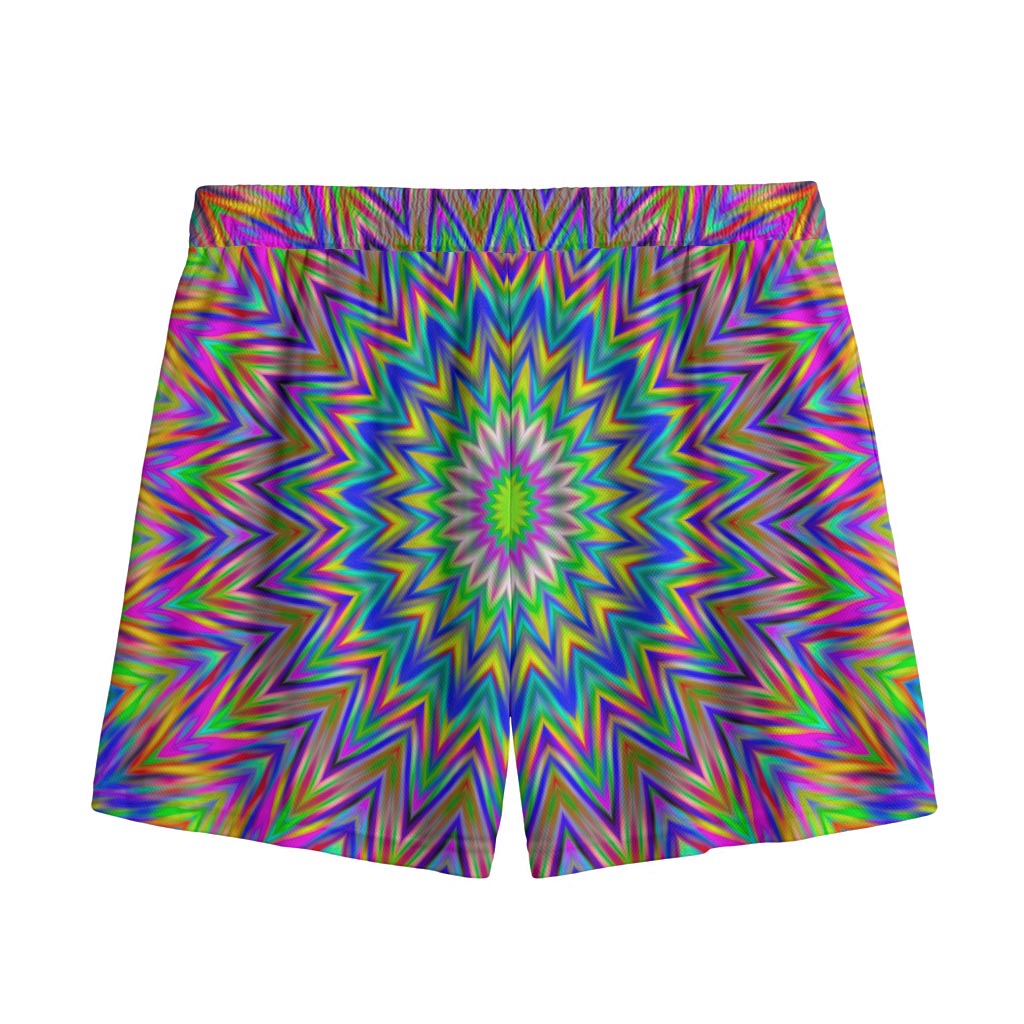 Colorful Psychedelic Optical Illusion Mesh Shorts