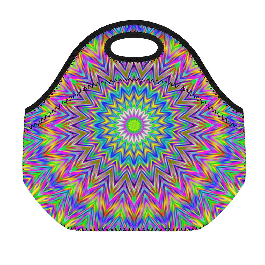 Colorful Psychedelic Optical Illusion Neoprene Lunch Bag