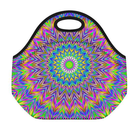 Colorful Psychedelic Optical Illusion Neoprene Lunch Bag