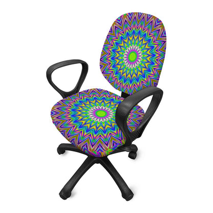 Colorful Psychedelic Optical Illusion Office Chair Cover