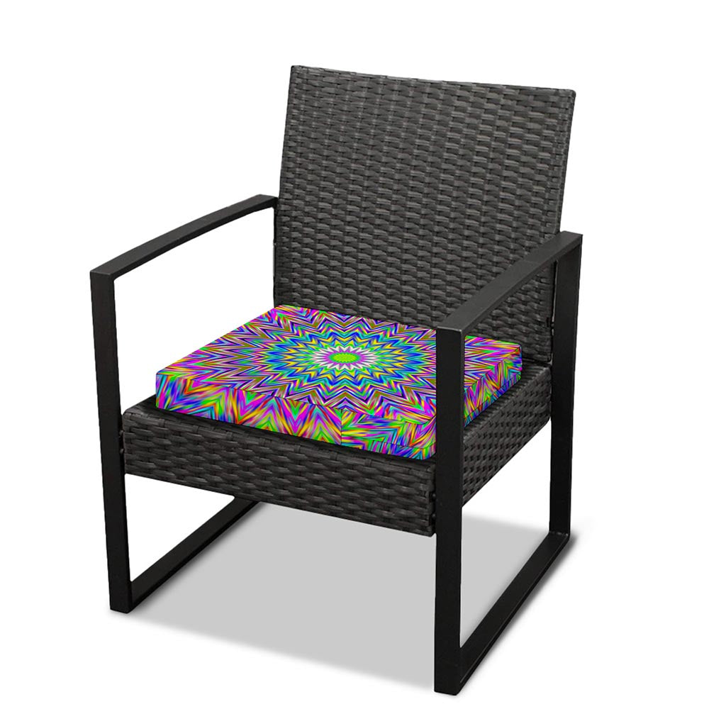 Colorful Psychedelic Optical Illusion Outdoor Seat Cushion Cover