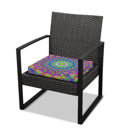 Colorful Psychedelic Optical Illusion Outdoor Seat Cushion Cover