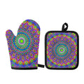 Colorful Psychedelic Optical Illusion Oven Mitt And Pot Holder Set