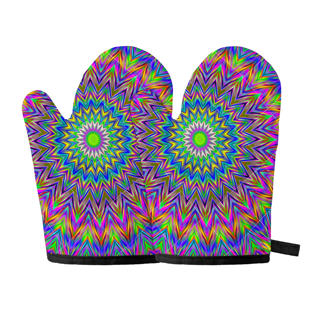 Colorful Psychedelic Optical Illusion Oven Mitts