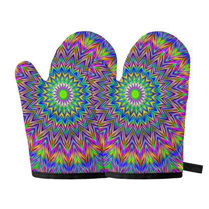 Colorful Psychedelic Optical Illusion Oven Mitts