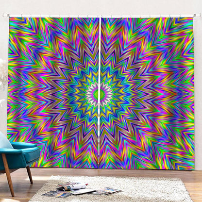 Colorful Psychedelic Optical Illusion Pencil Pleat Curtains