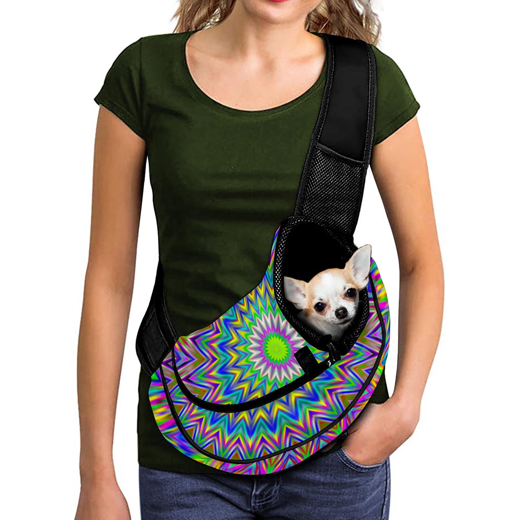 Colorful Psychedelic Optical Illusion Pet Sling Carrier