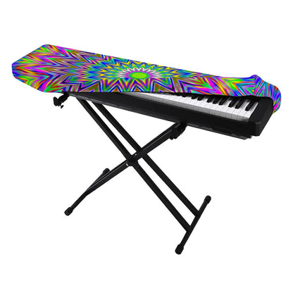 Colorful Psychedelic Optical Illusion Piano Keyboard Cover