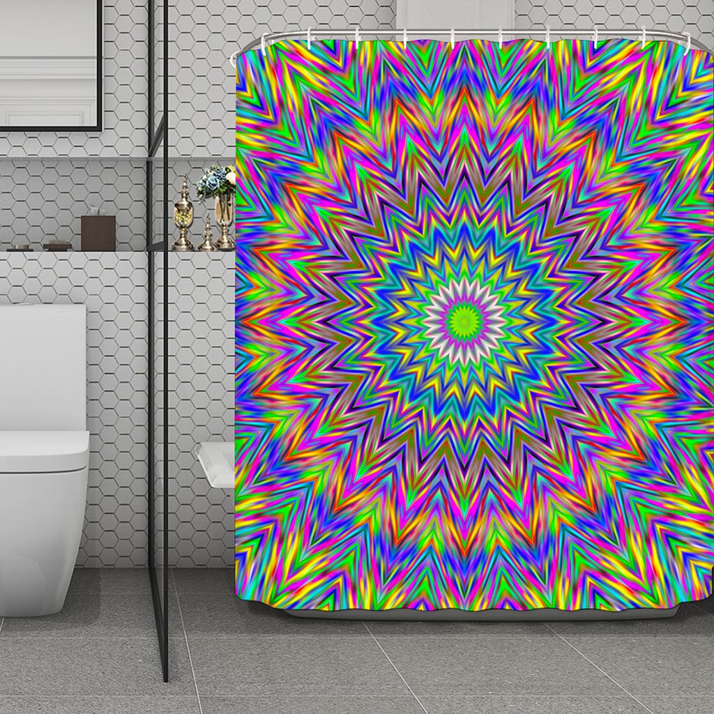 Colorful Psychedelic Optical Illusion Polyester Shower Curtain