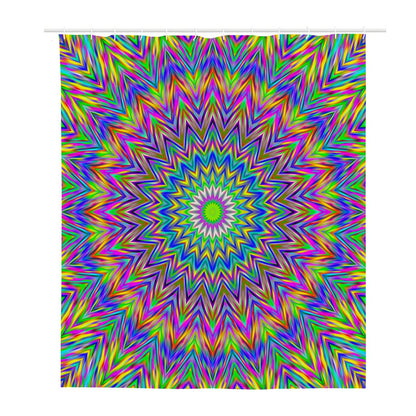 Colorful Psychedelic Optical Illusion Polyester Shower Curtain