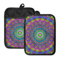 Colorful Psychedelic Optical Illusion Pot Holders With Pocket
