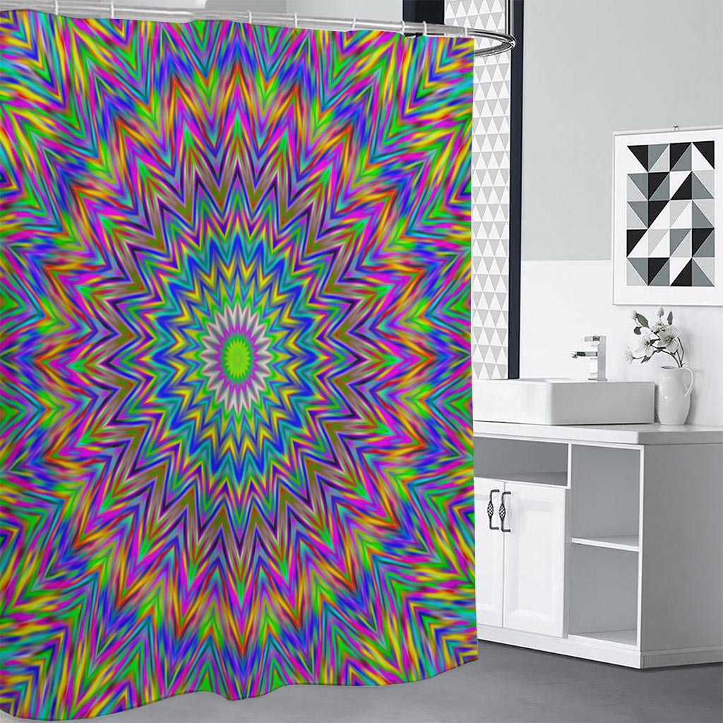 Colorful Psychedelic Optical Illusion Premium Shower Curtain