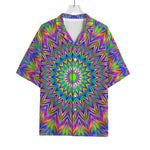 Colorful Psychedelic Optical Illusion Rayon Hawaiian Shirt