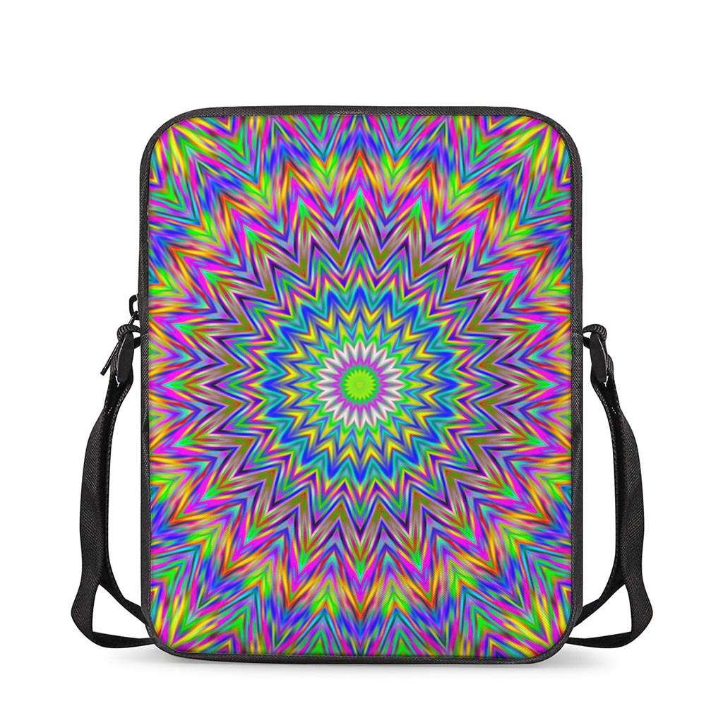 Colorful Psychedelic Optical Illusion Rectangular Crossbody Bag