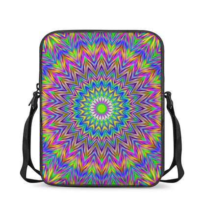 Colorful Psychedelic Optical Illusion Rectangular Crossbody Bag