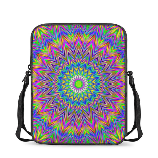 Colorful Psychedelic Optical Illusion Rectangular Crossbody Bag