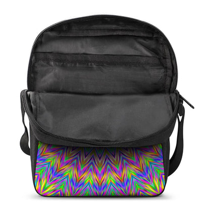 Colorful Psychedelic Optical Illusion Rectangular Crossbody Bag