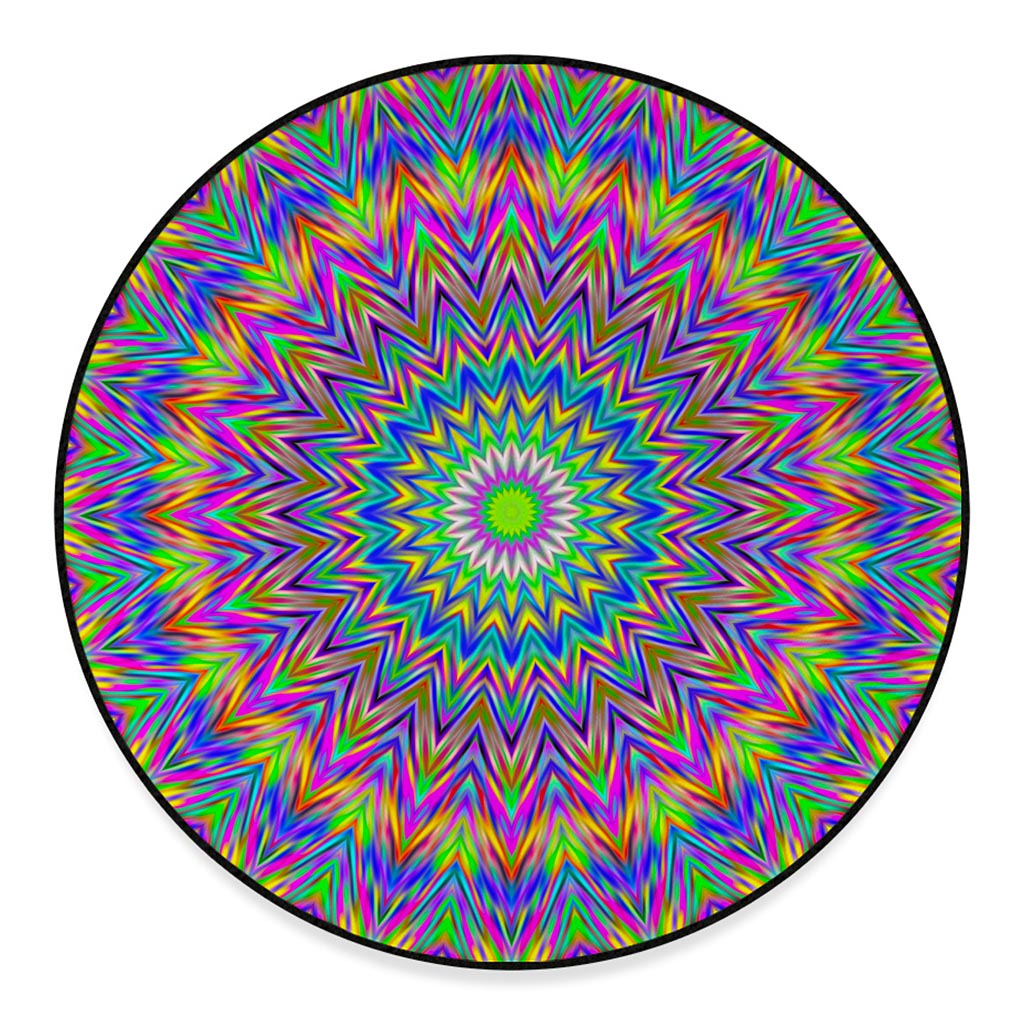 Colorful Psychedelic Optical Illusion Round Floor Mat