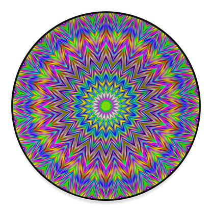 Colorful Psychedelic Optical Illusion Round Floor Mat