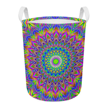 Colorful Psychedelic Optical Illusion Round Laundry Basket