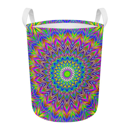 Colorful Psychedelic Optical Illusion Round Laundry Basket