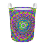 Colorful Psychedelic Optical Illusion Round Laundry Basket