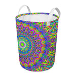 Colorful Psychedelic Optical Illusion Round Laundry Basket