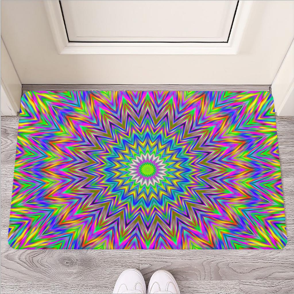 Colorful Psychedelic Optical Illusion Rubber Doormat