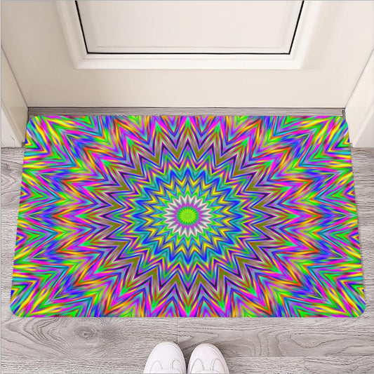 Colorful Psychedelic Optical Illusion Rubber Doormat
