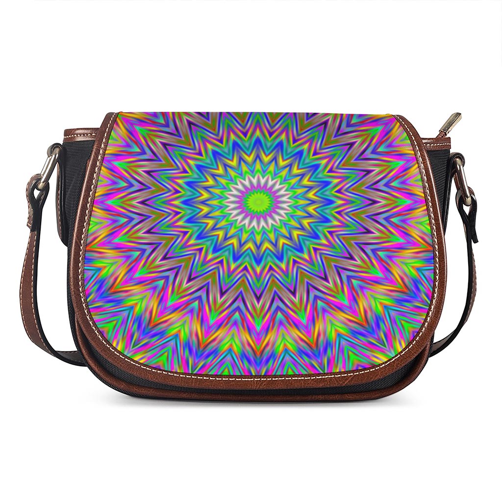Colorful Psychedelic Optical Illusion Saddle Bag