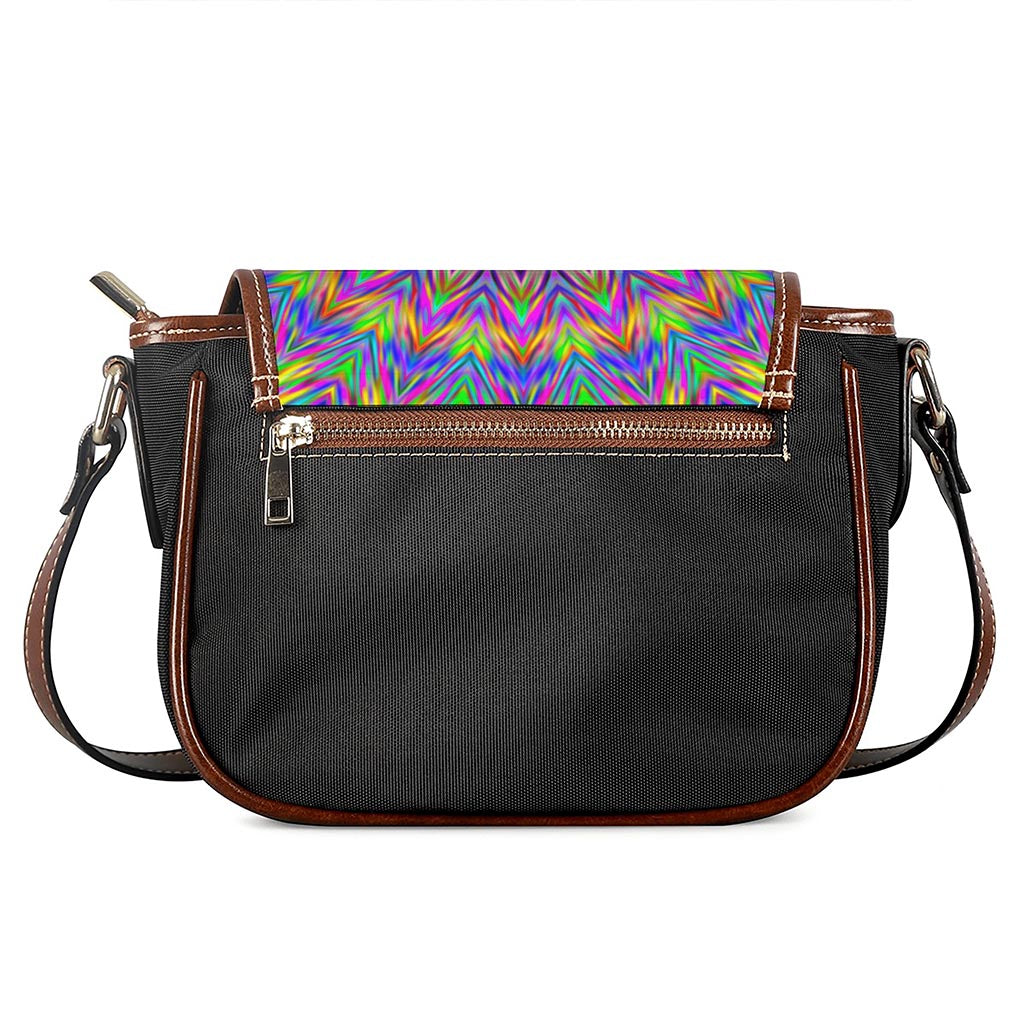 Colorful Psychedelic Optical Illusion Saddle Bag