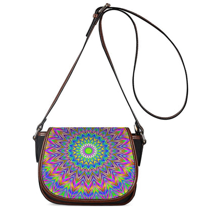 Colorful Psychedelic Optical Illusion Saddle Bag