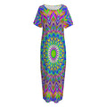 Colorful Psychedelic Optical Illusion Short Sleeve Long Nightdress