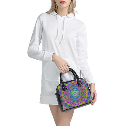 Colorful Psychedelic Optical Illusion Shoulder Handbag
