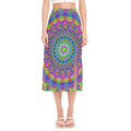 Colorful Psychedelic Optical Illusion Side Slit Midi Skirt