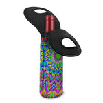 Colorful Psychedelic Optical Illusion Single Neoprene Wine Tote