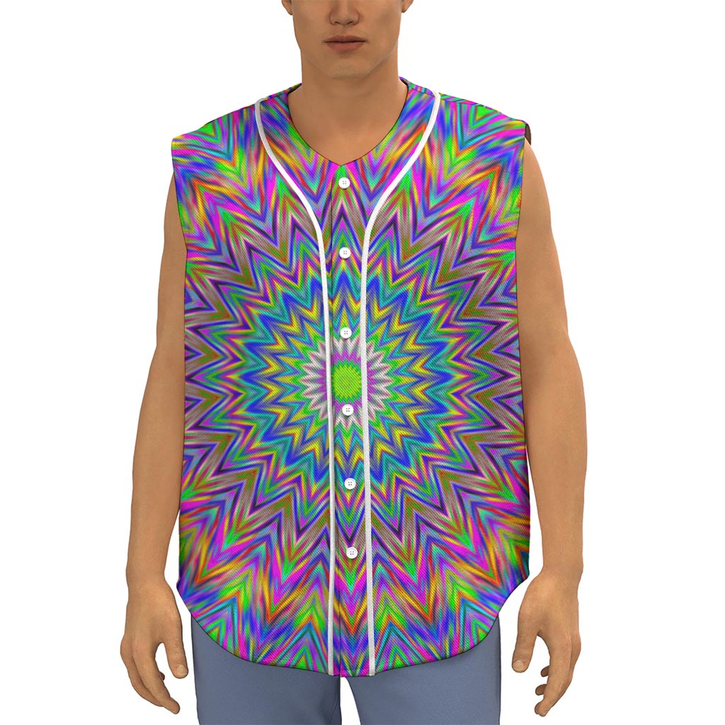 Colorful Psychedelic Optical Illusion Sleeveless Baseball Jersey