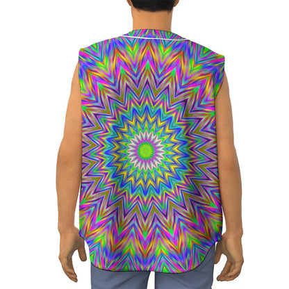 Colorful Psychedelic Optical Illusion Sleeveless Baseball Jersey