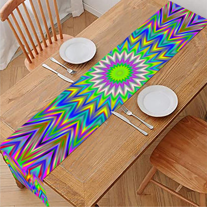 Colorful Psychedelic Optical Illusion Table Runner