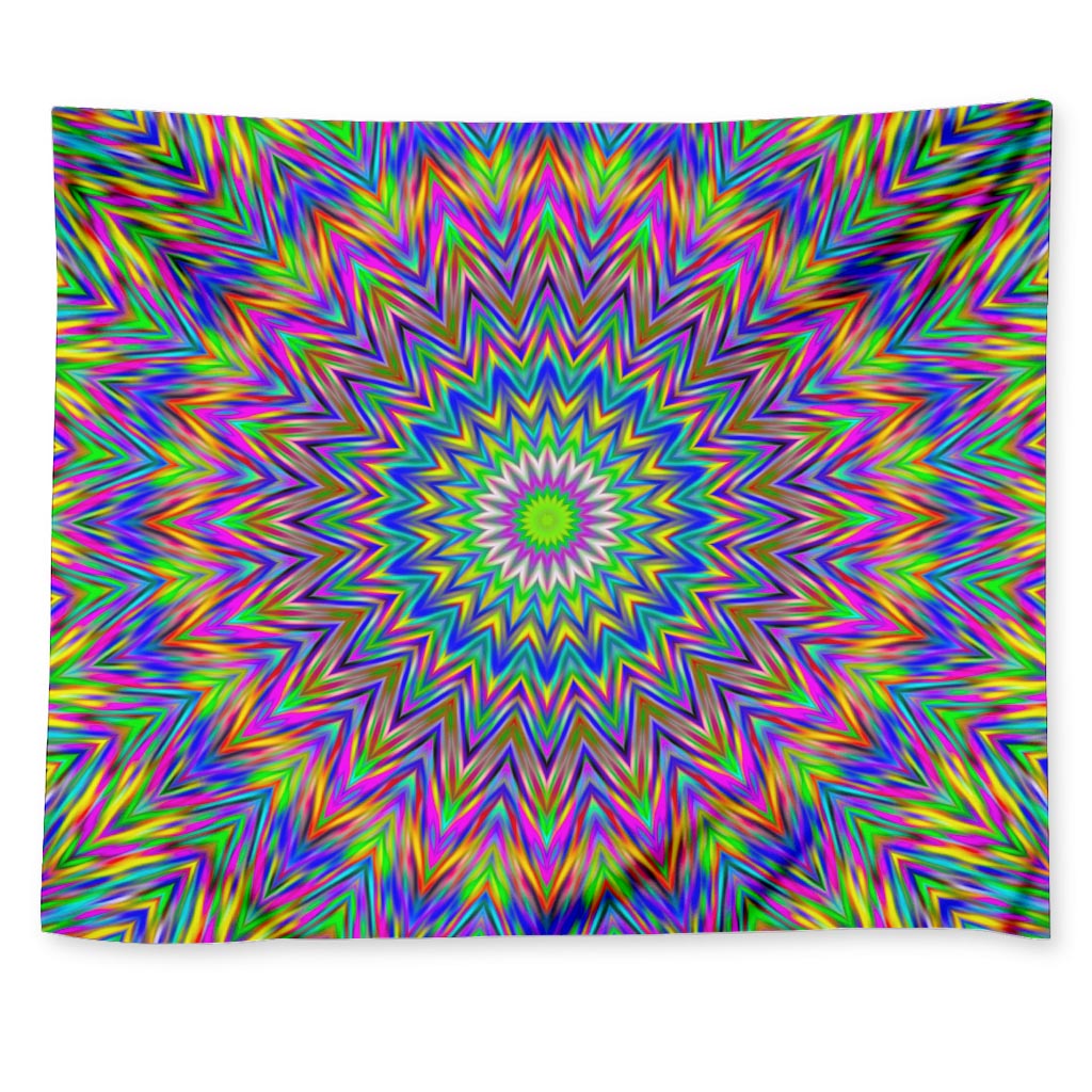 Colorful Psychedelic Optical Illusion Tapestry