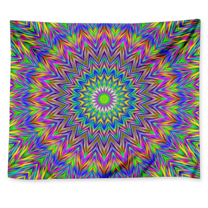 Colorful Psychedelic Optical Illusion Tapestry