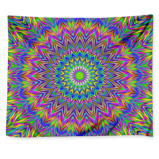 Colorful Psychedelic Optical Illusion Tapestry