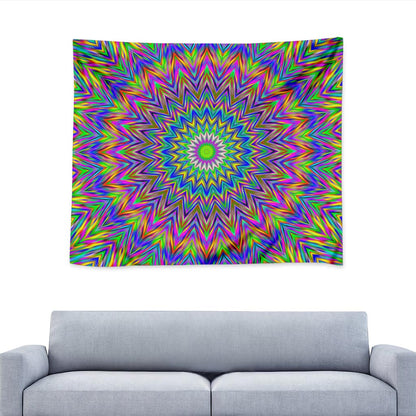 Colorful Psychedelic Optical Illusion Tapestry