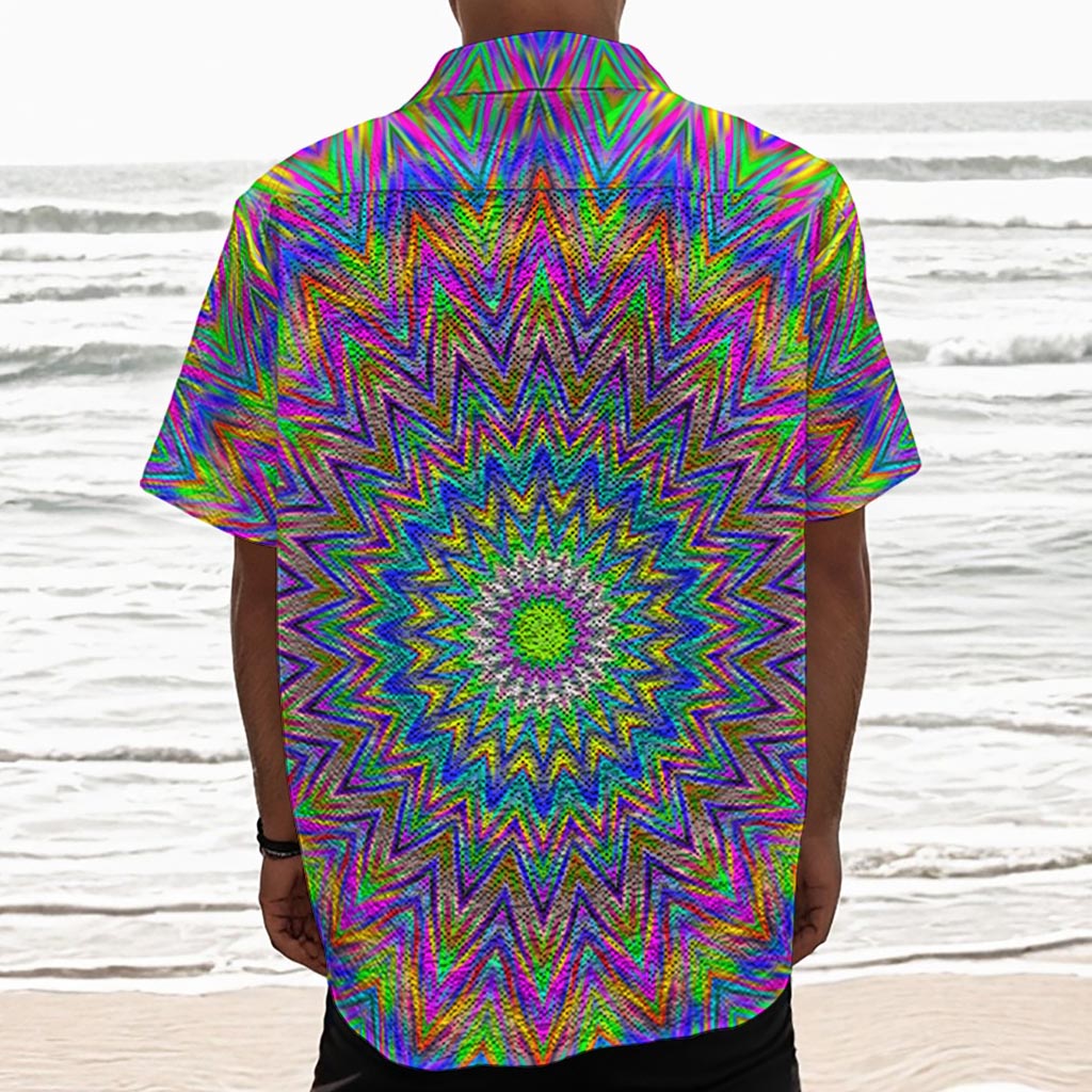 Colorful Psychedelic Optical Illusion Textured Short Sleeve Shirt