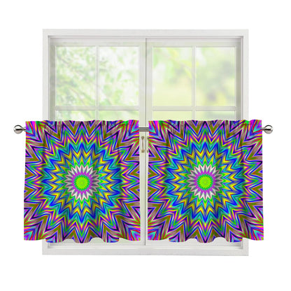 Colorful Psychedelic Optical Illusion Tier Curtains