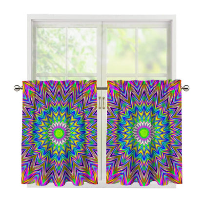 Colorful Psychedelic Optical Illusion Tier Curtains