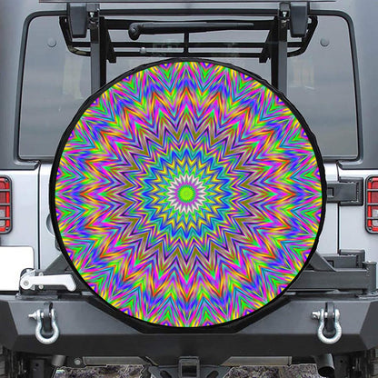 Colorful Psychedelic Optical Illusion Tire Cover